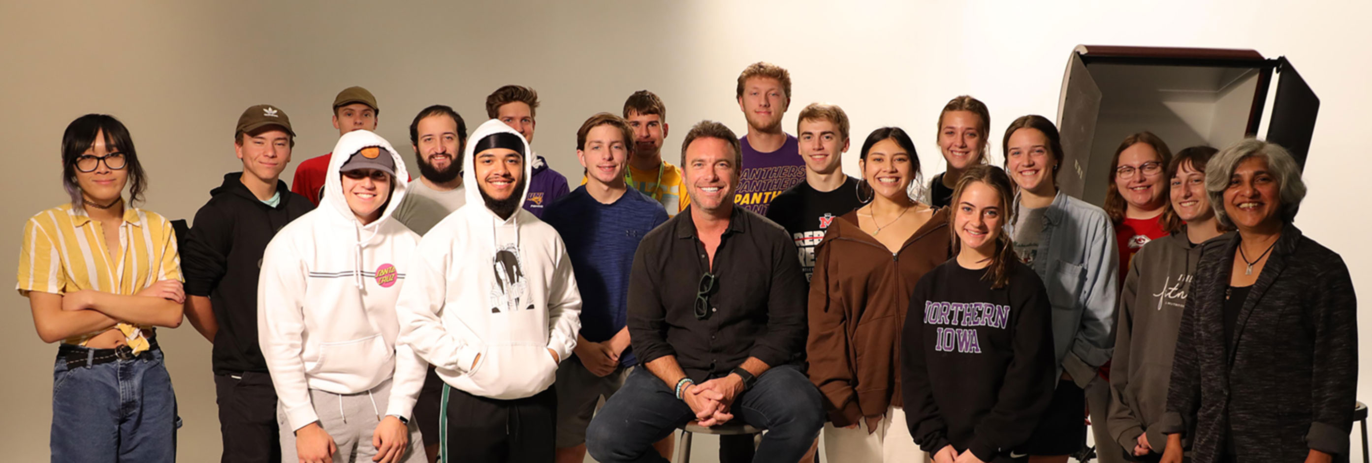 Digital Media students with Alex Boylan, host of The College Tour
