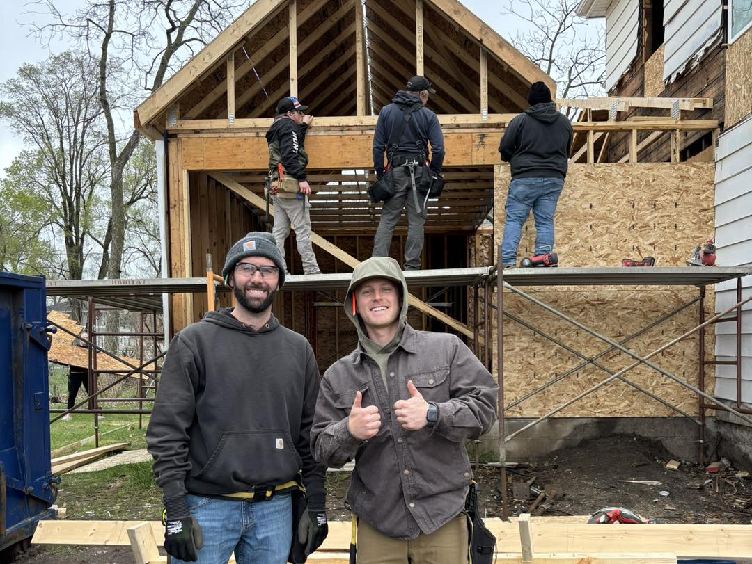 Students in front of a job site