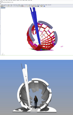 Sculpture installation from conception to 3d model.