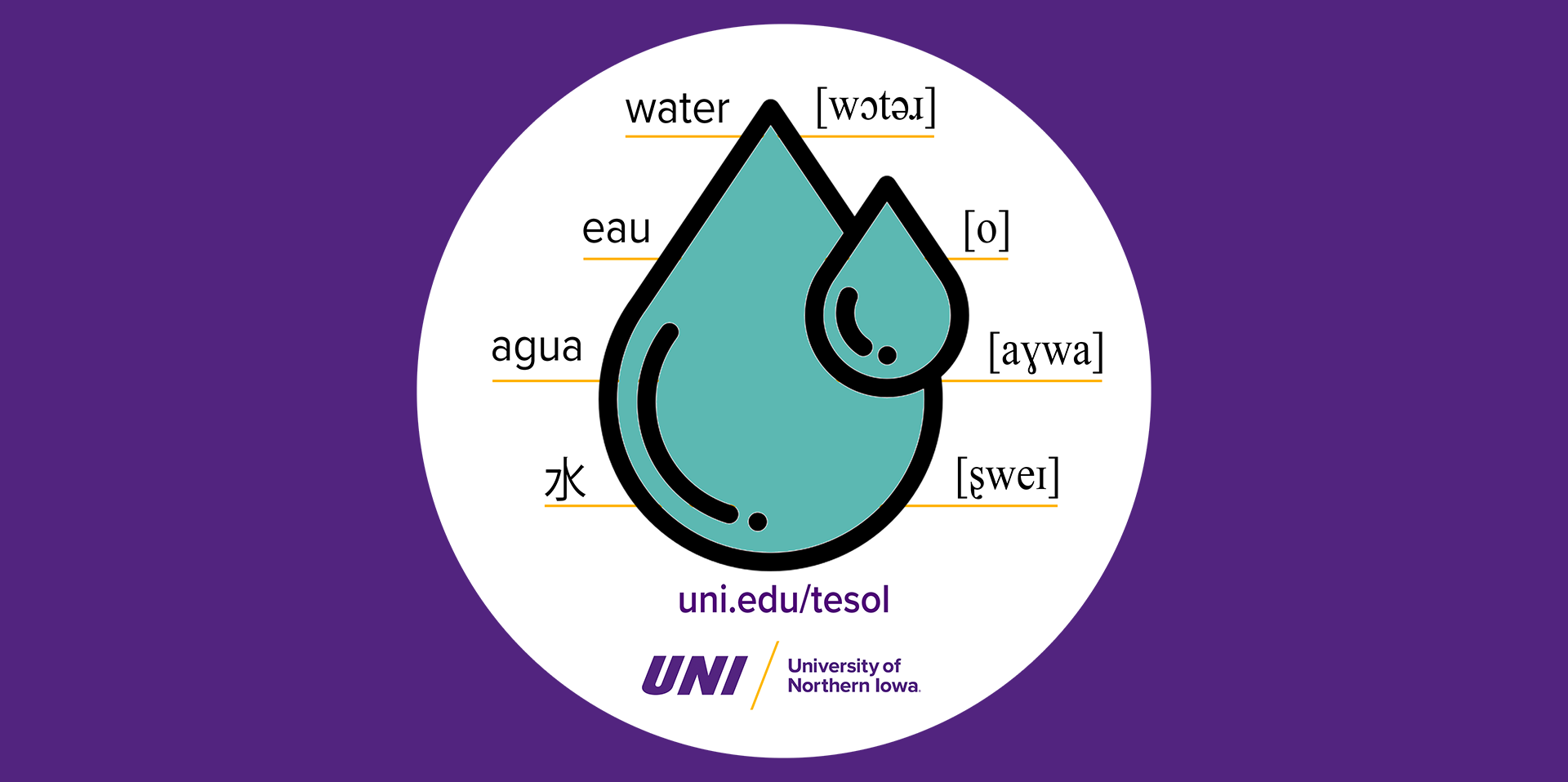 Graphic of how water is pronounced in different languages