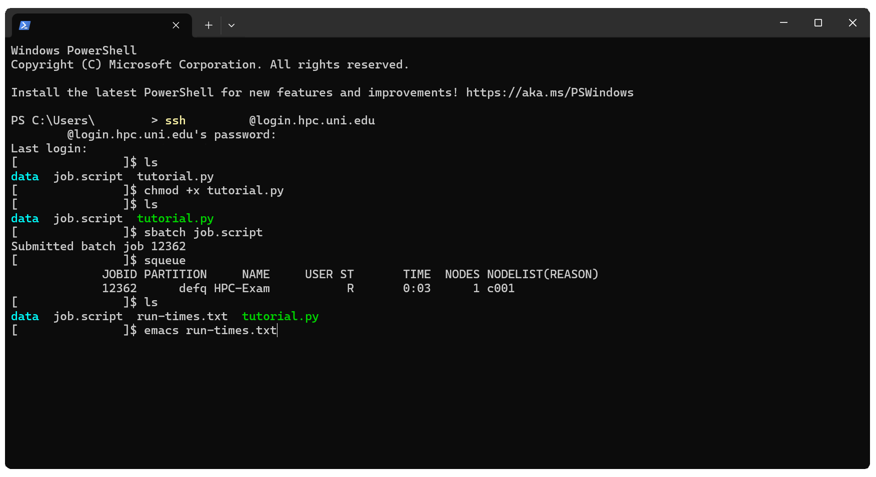 Terminal with the finished job
