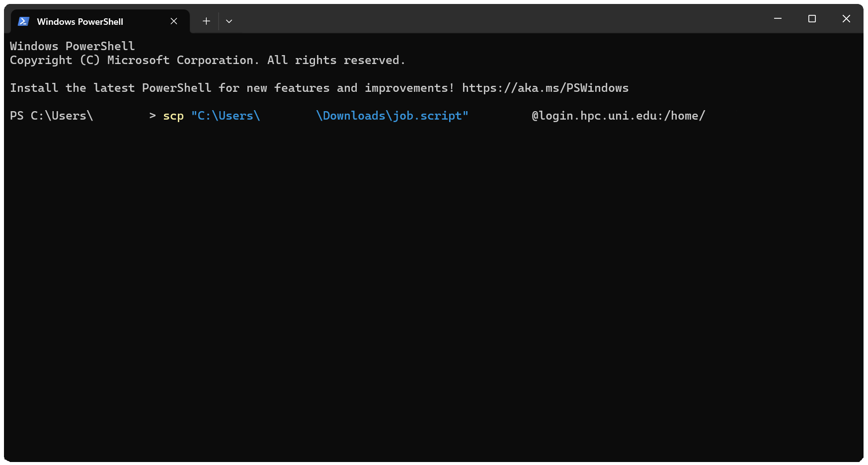 Terminal with file transfer command
