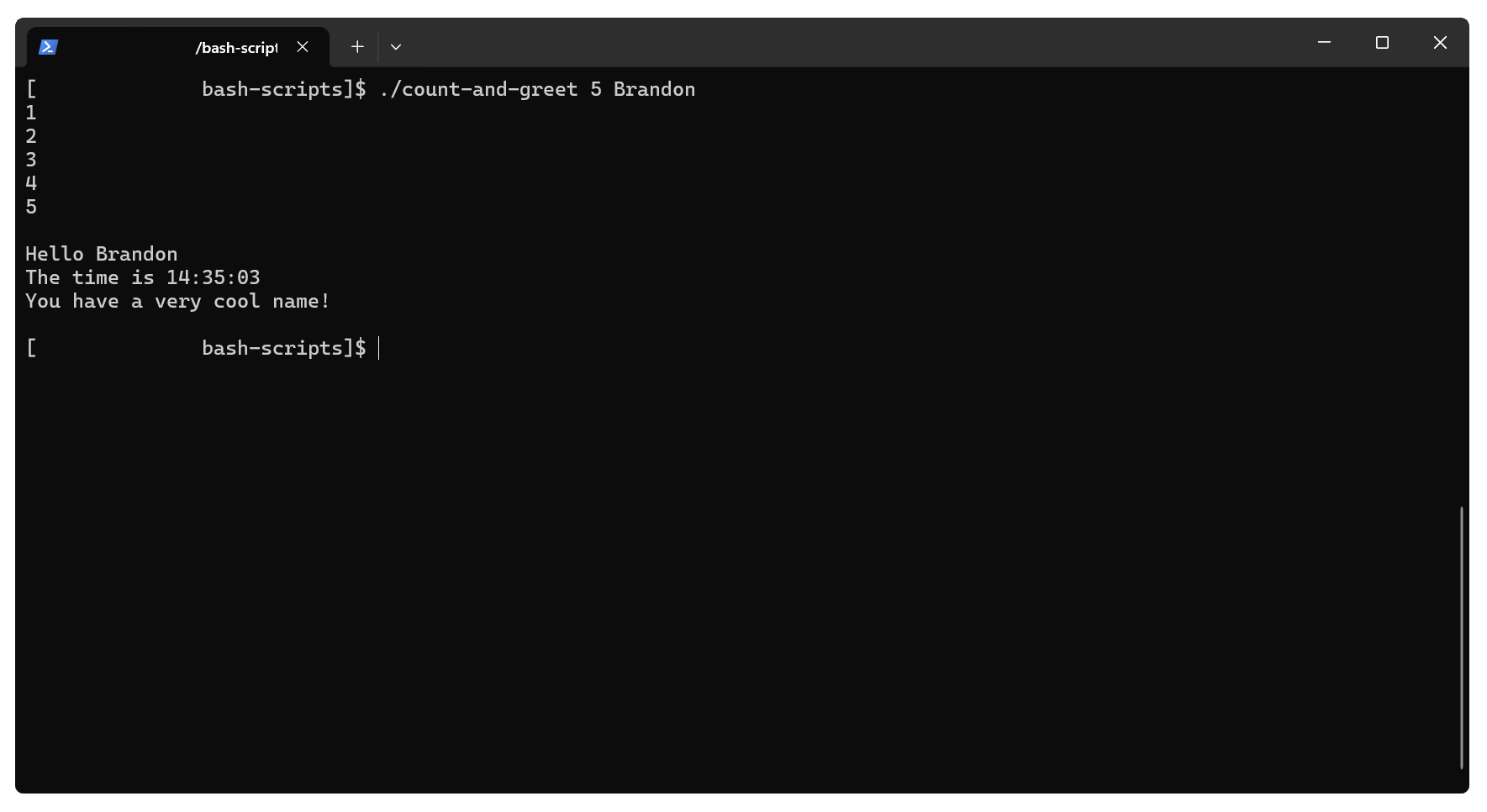 Count and Greet Bash Script
