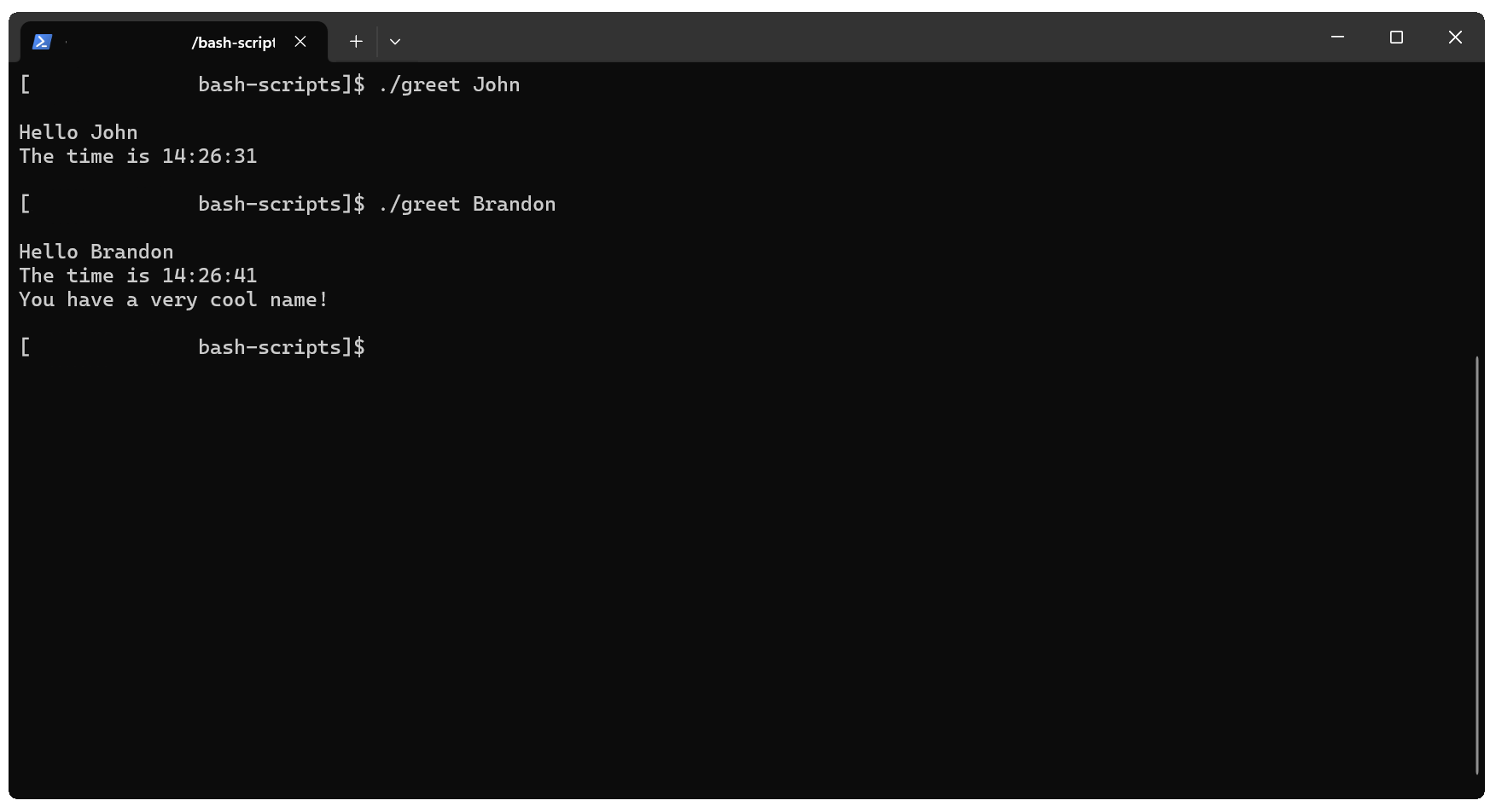 Greet Bash Script
