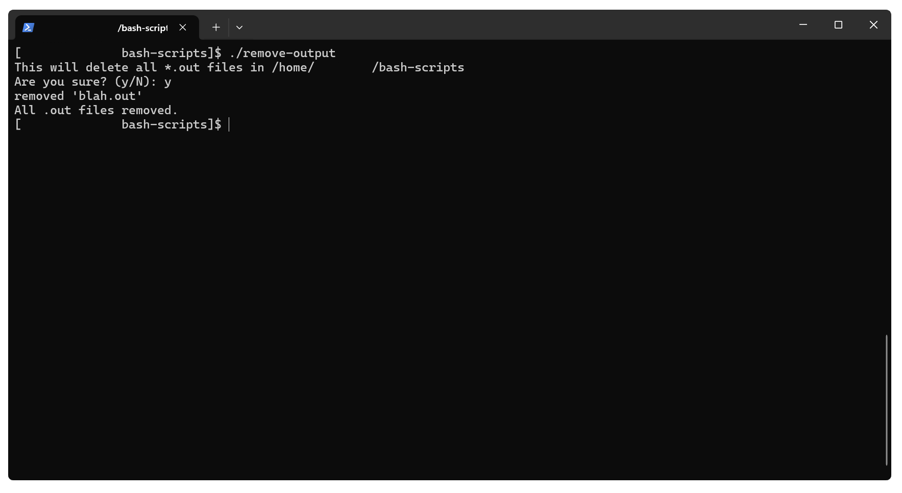 Remove Output Bash Script