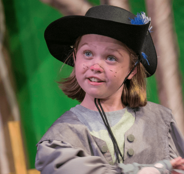 a young performer appearing in a Sturgis Youth Theatre show