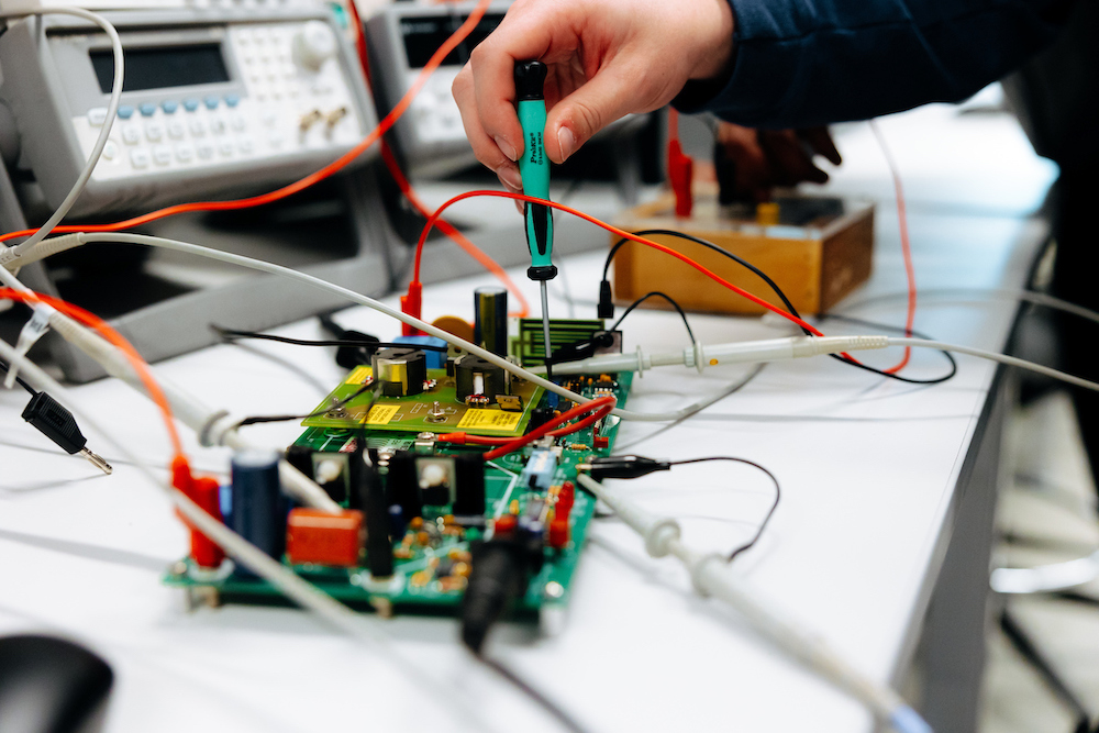 Close up of an electrical board