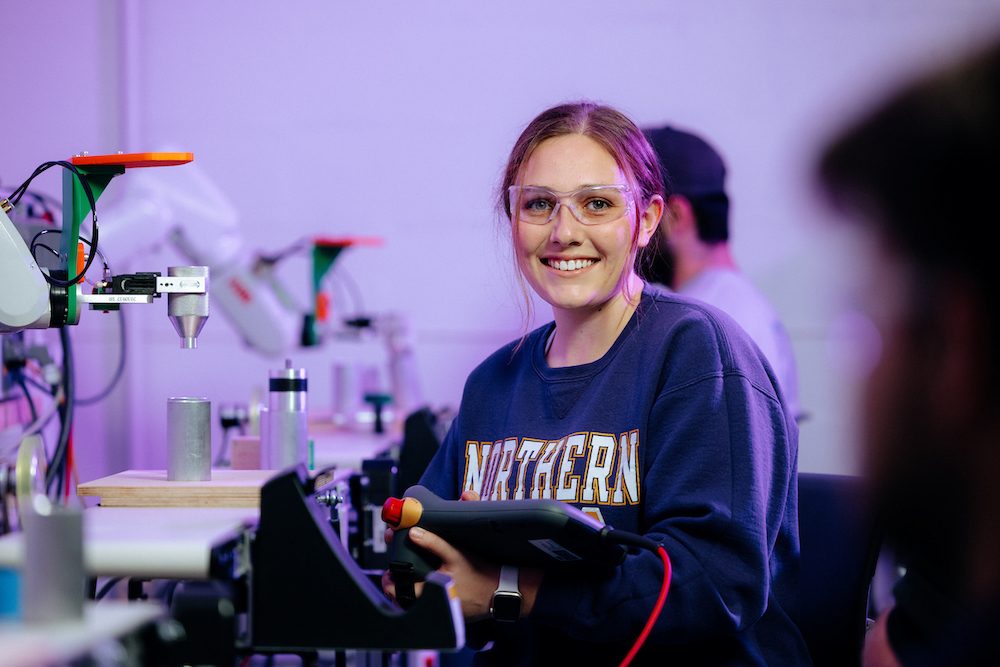 UNI student in engineering lab