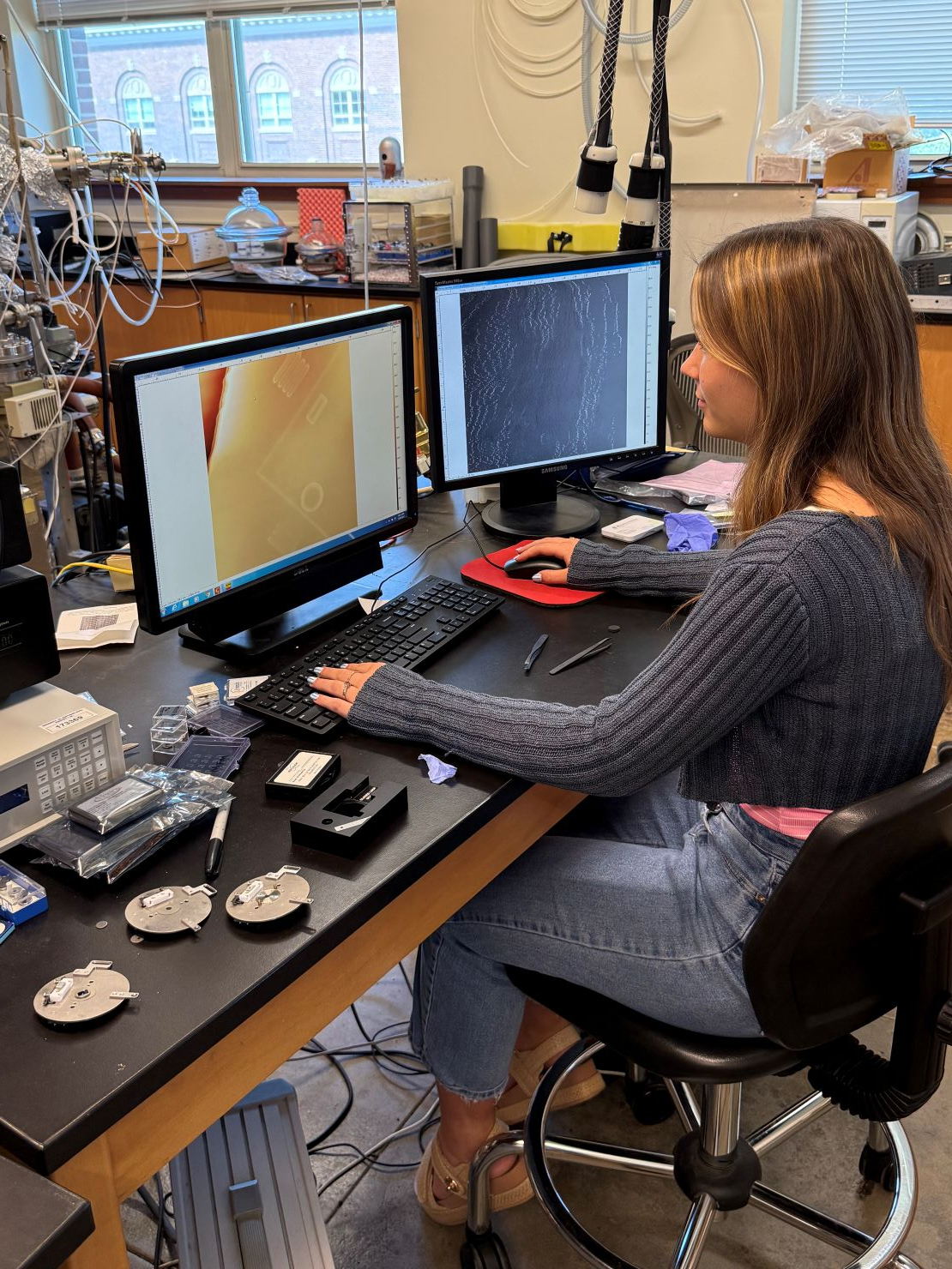 Student conducting research.