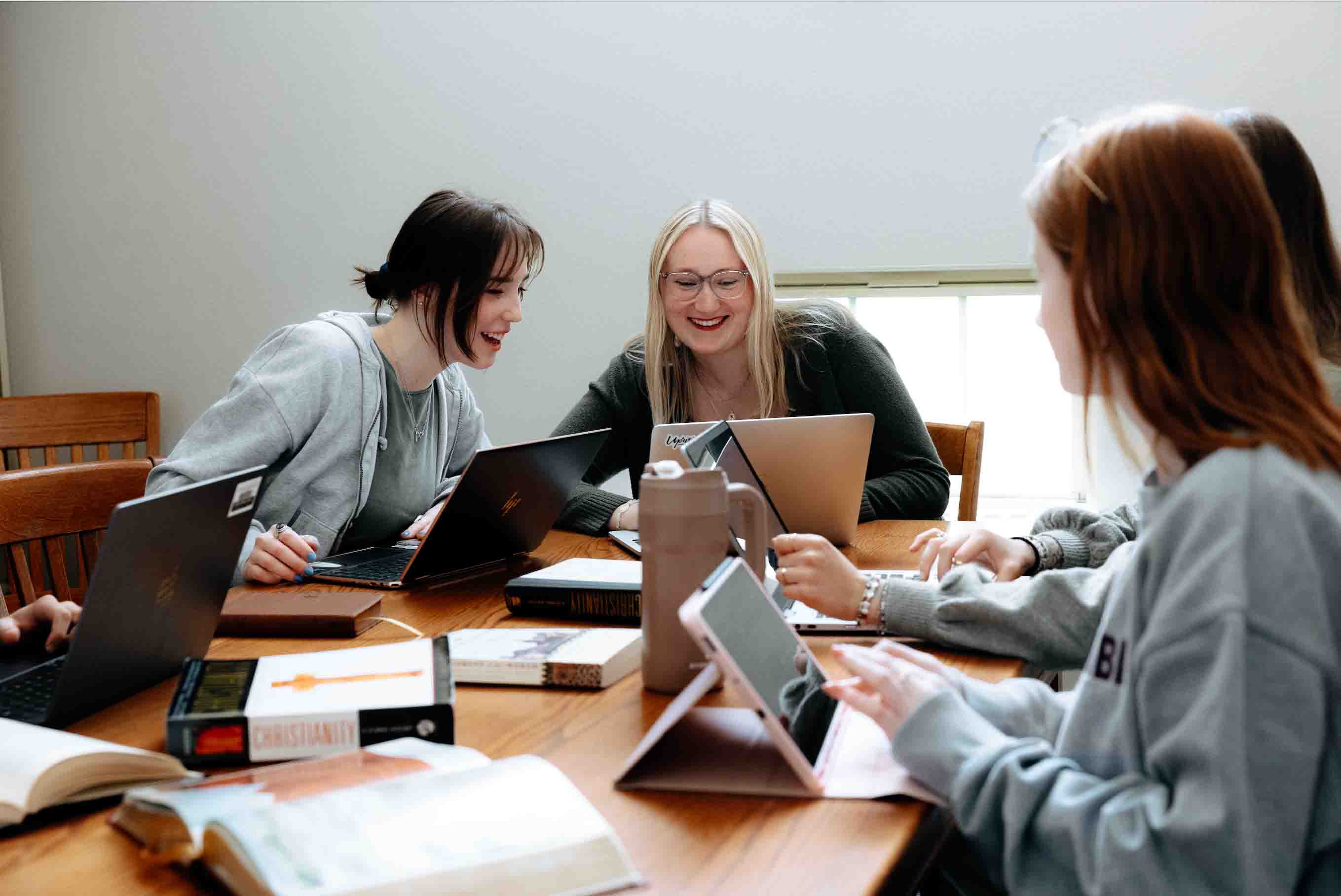 Students studying in classroom