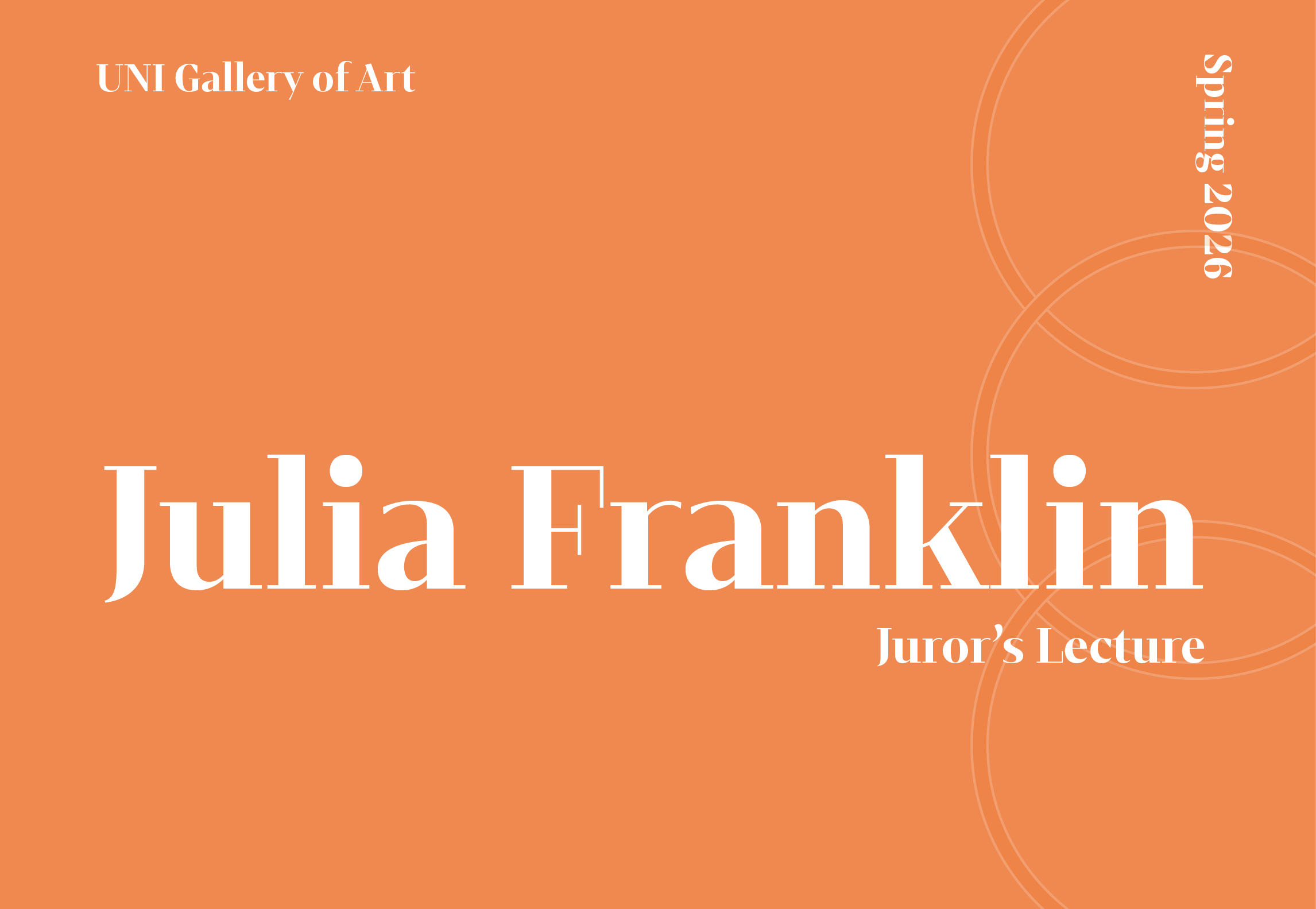 Julia Franklin Juror’s Lecture  Orange box white text 