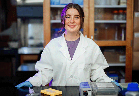 student in a lab