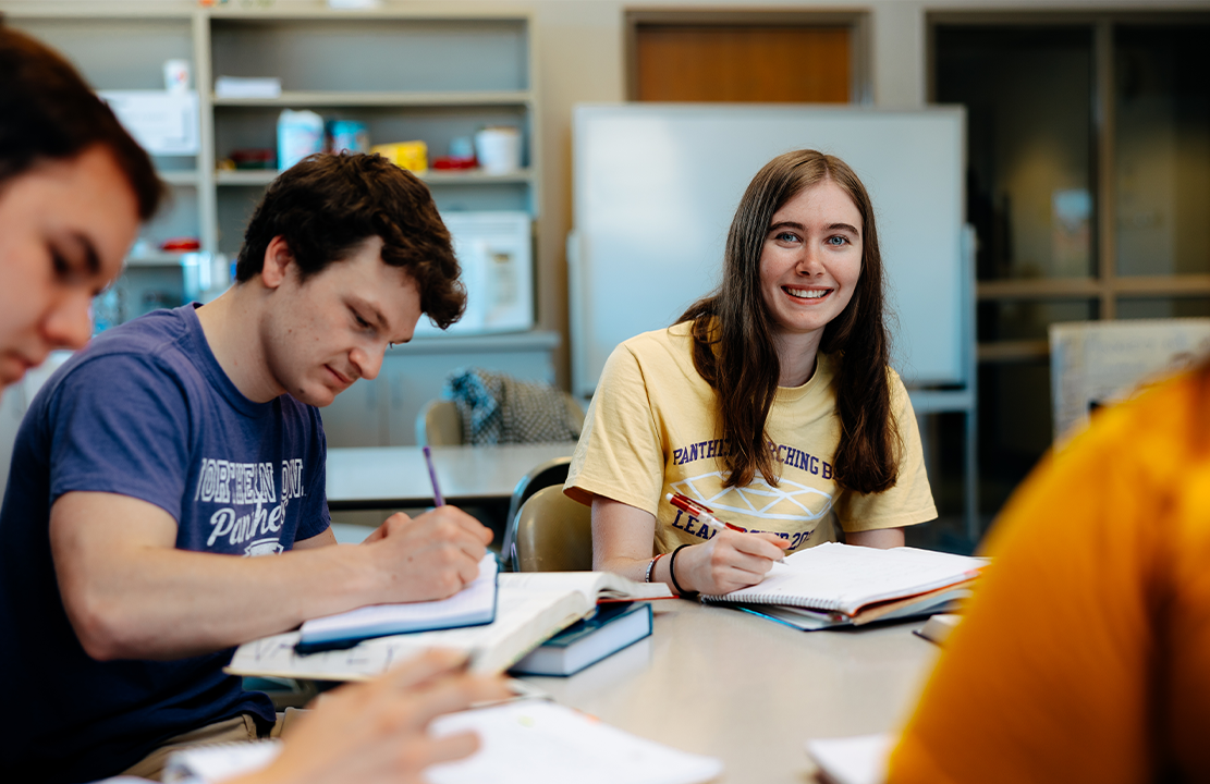 math students working on homework together