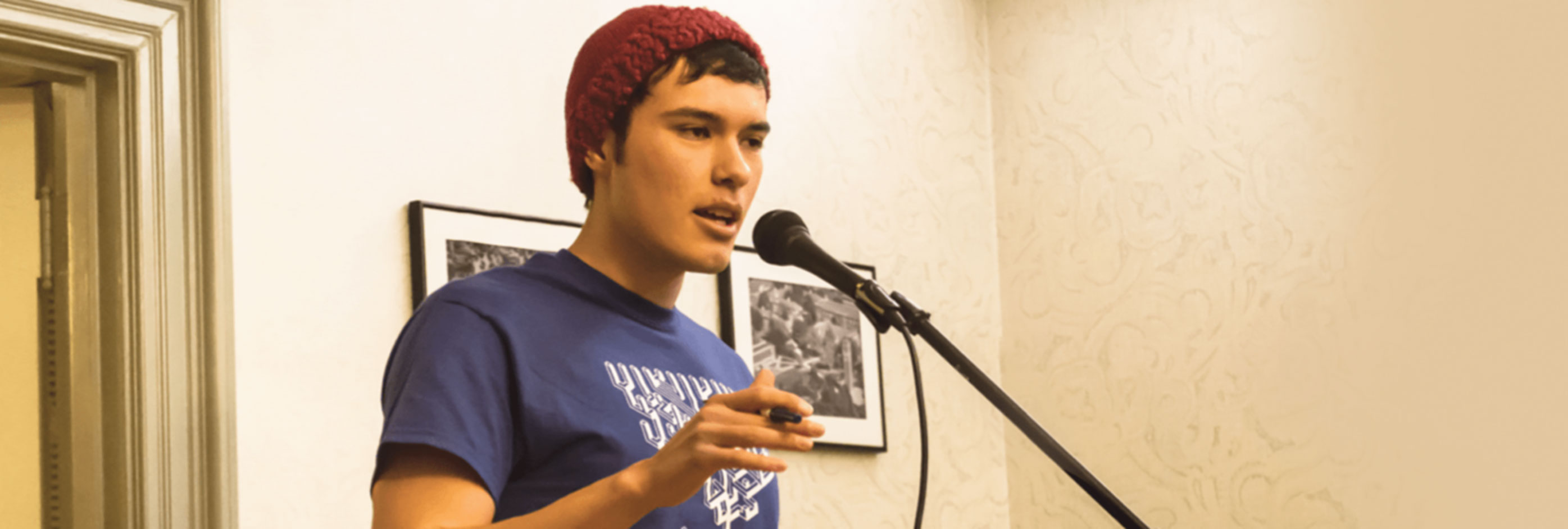 Student at a poetry slam.