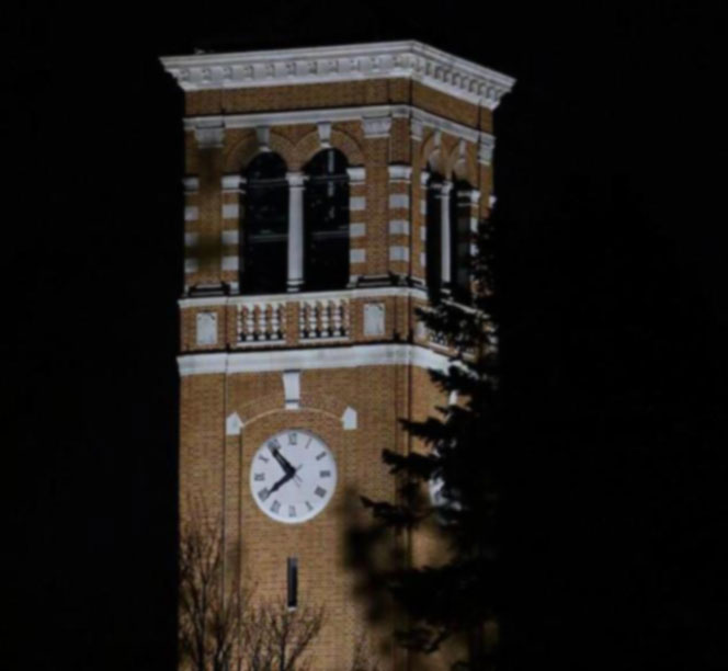 Campanile at night.